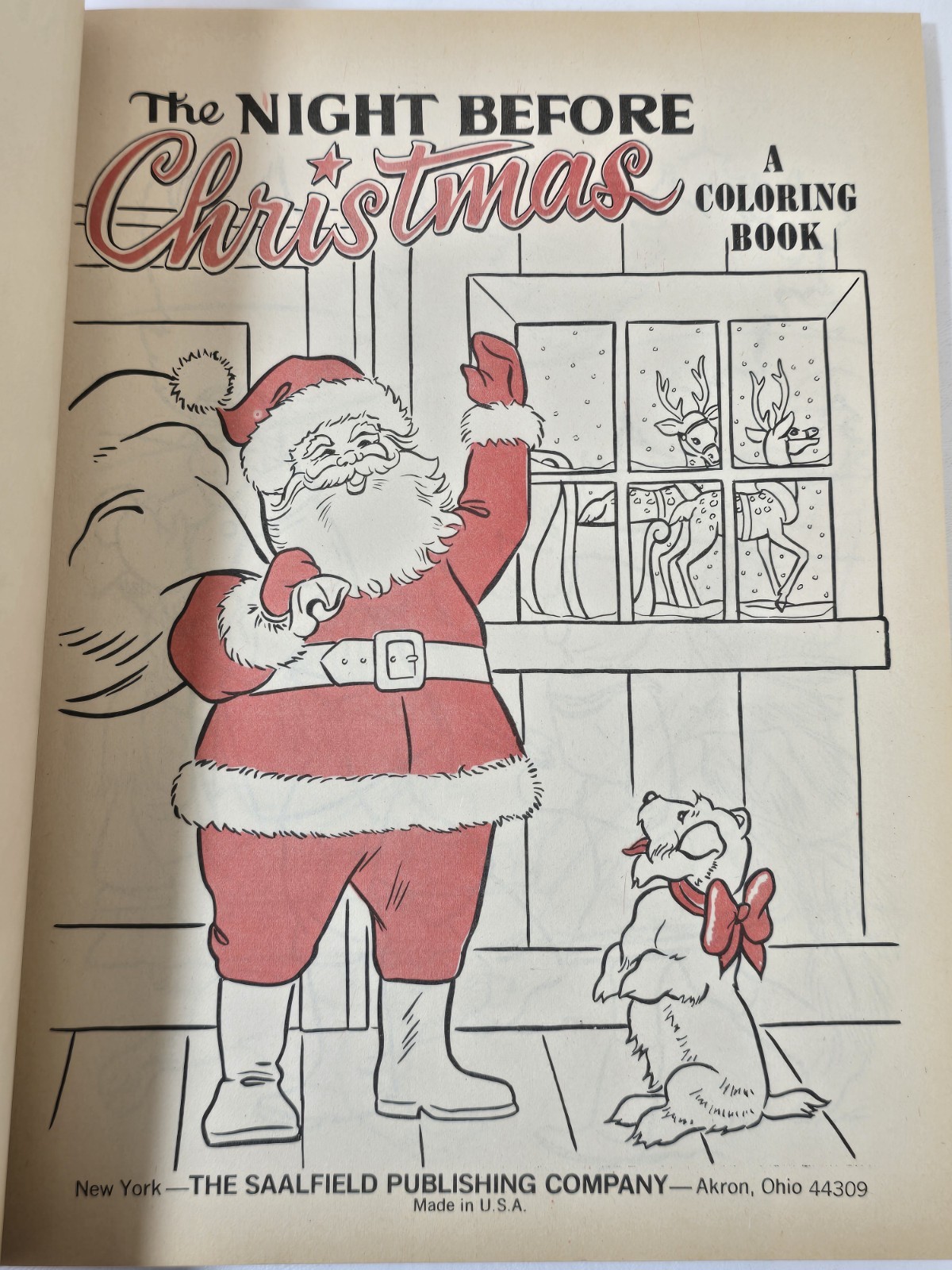 New Vintage The Night Before Christmas Coloring Book Artcraft 3514
