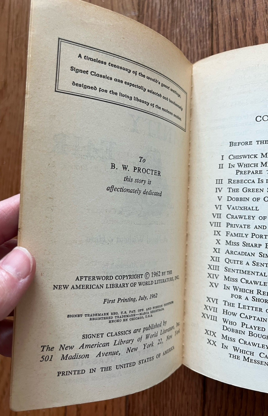 William Makepeace Thackeray VANITY FAIR Signet Classics 1962 First Printing
