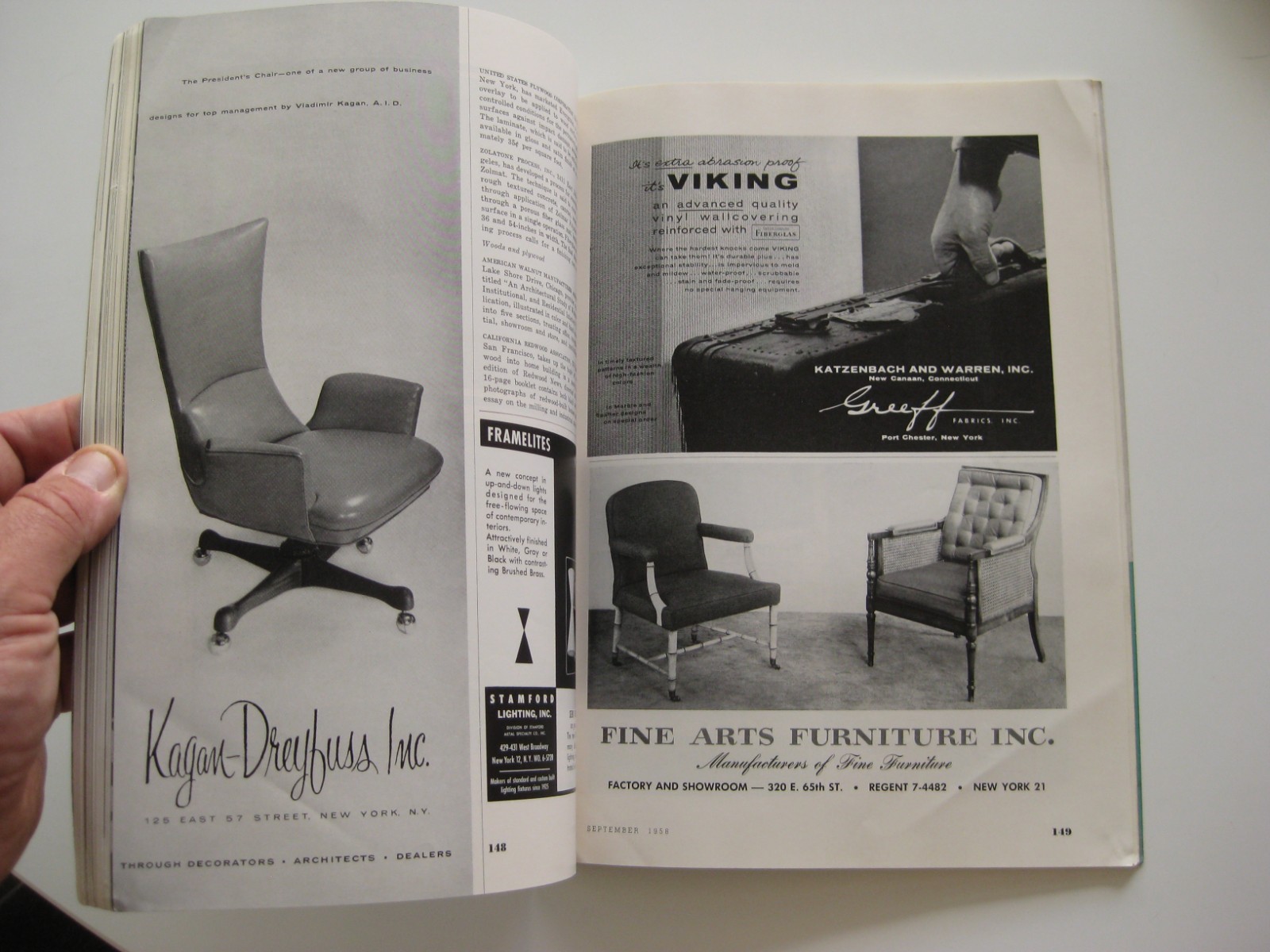 Vtg 1958 Interiors Magazine September Arnold Saks Cover Mid Century Design Art