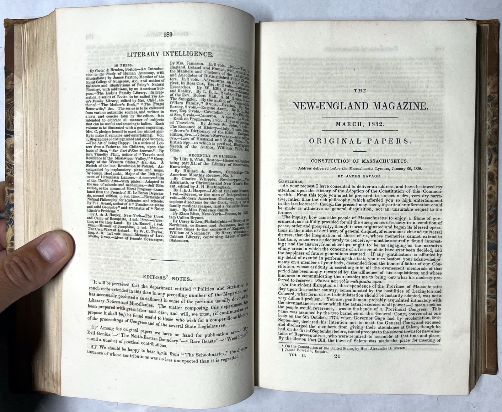 1832 NEW ENGLAND MAGAZINE BUCKINGHAM VOL II JAN-JUNE OREGON MAINE NEW HAVEN RARE