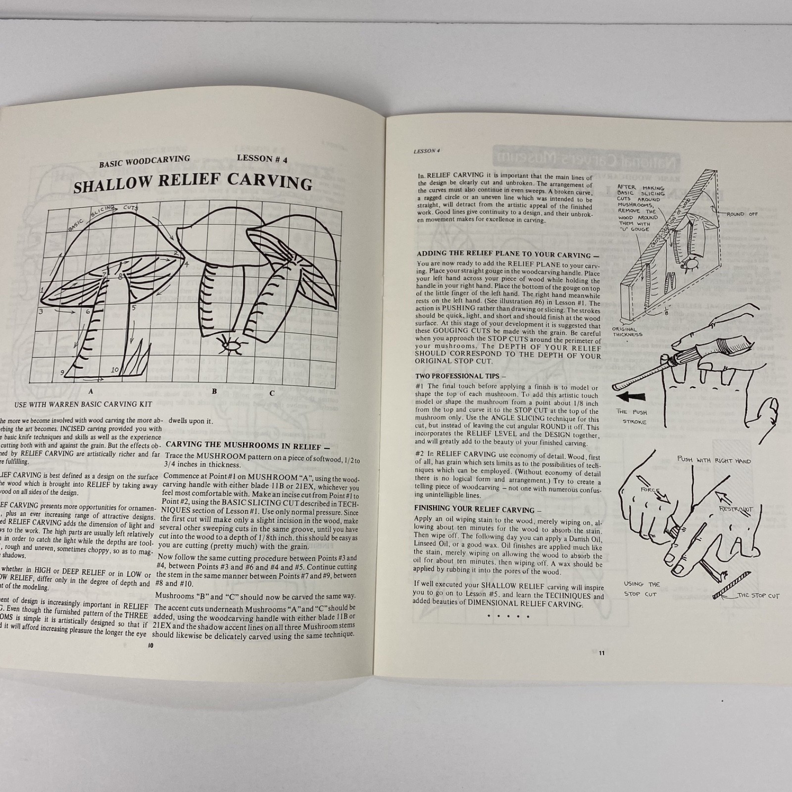 Basic Woodcarving In Ten Lessons By National Carvers Museum Monument CO 1983