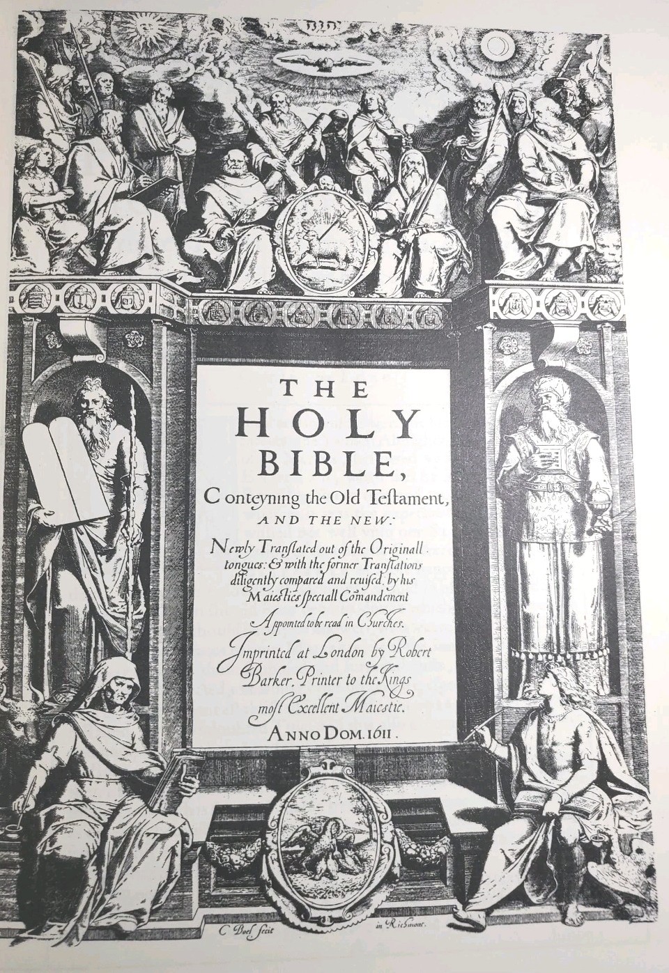 1611 King James Bible Facsimile + Original Leaf 1st Chronicles , 9″ X 11 X 3.5″