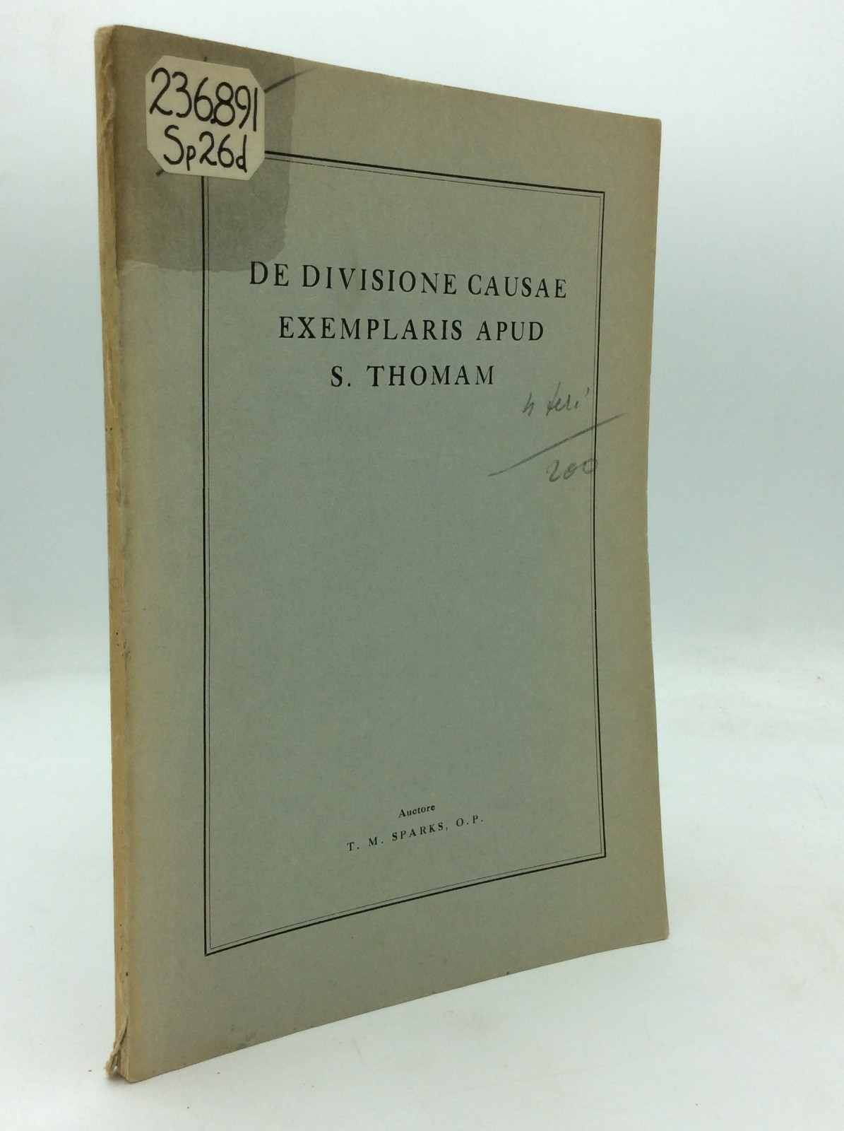 DE DIVISIONE CAUSAE EXEMPLARIS APUD S. THOMAM – 1936 – Latin Catholic