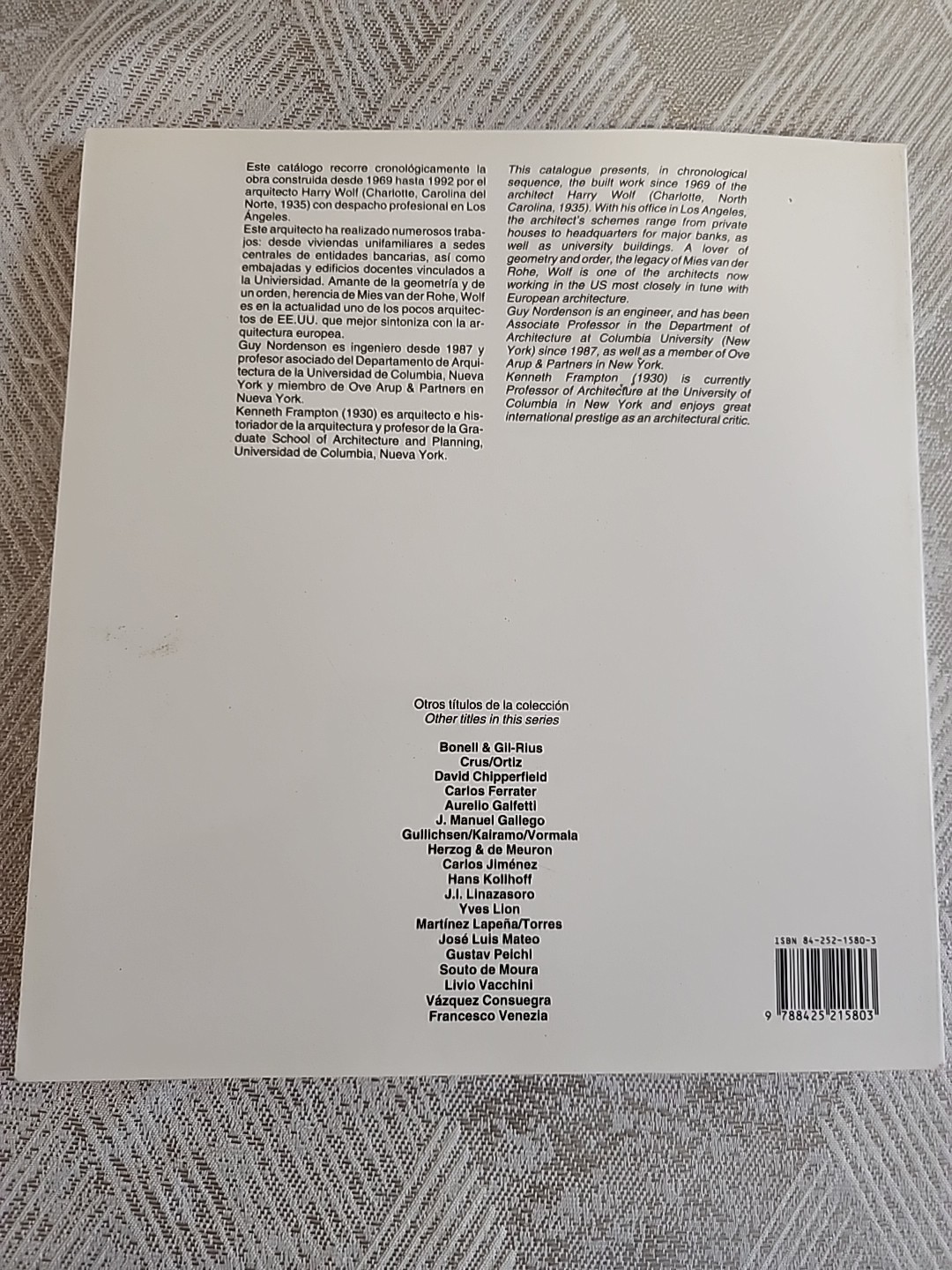 Harry Wolf Current Architecture Catalogues 8425215803 PPB 1993 Printed in Spain