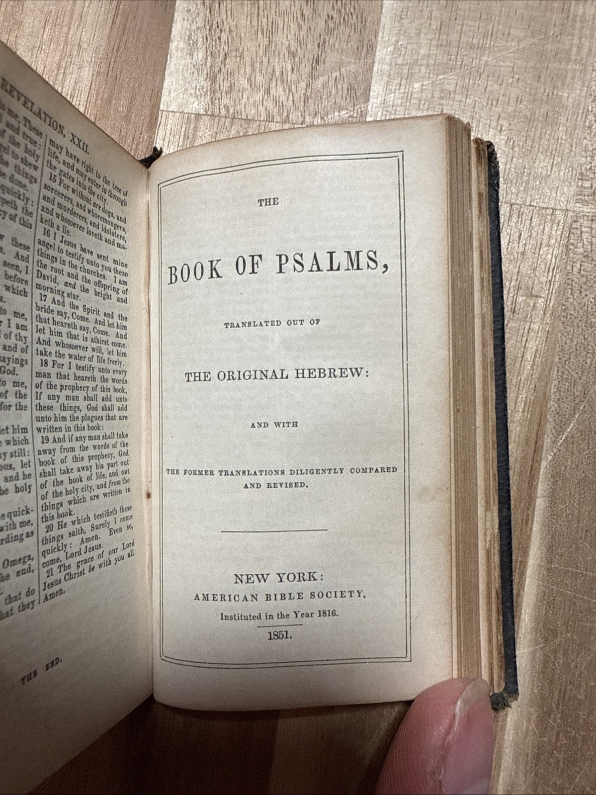 1852 NEW TESTAMENT pocket AMERICAN BIBLE SOCIETY leather PRE CIVIL WAR antique