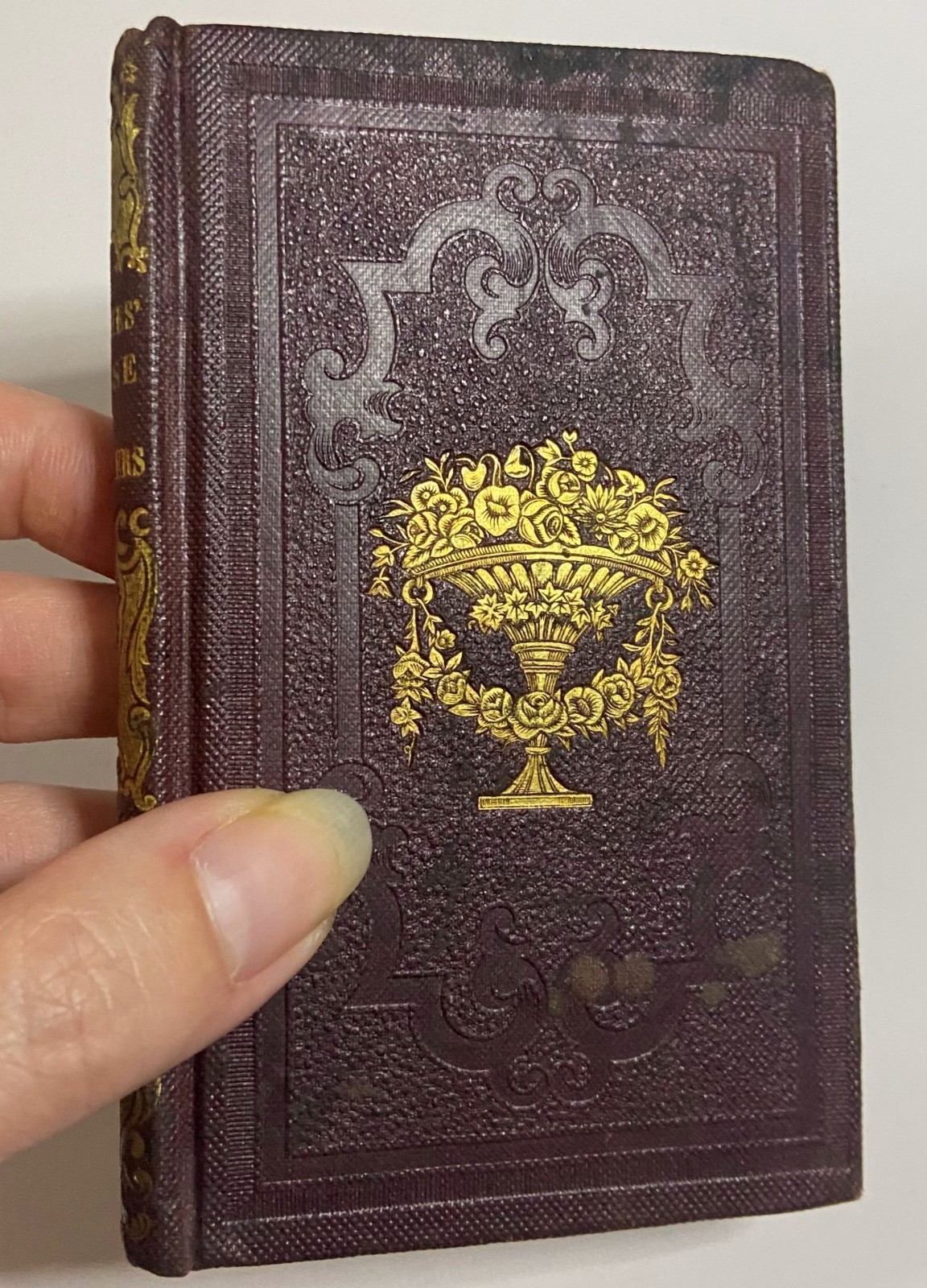 1848 THE LADIES VASE OF WILD FLOWERS Antique NEAR MINIATURE Victorian Gift Book