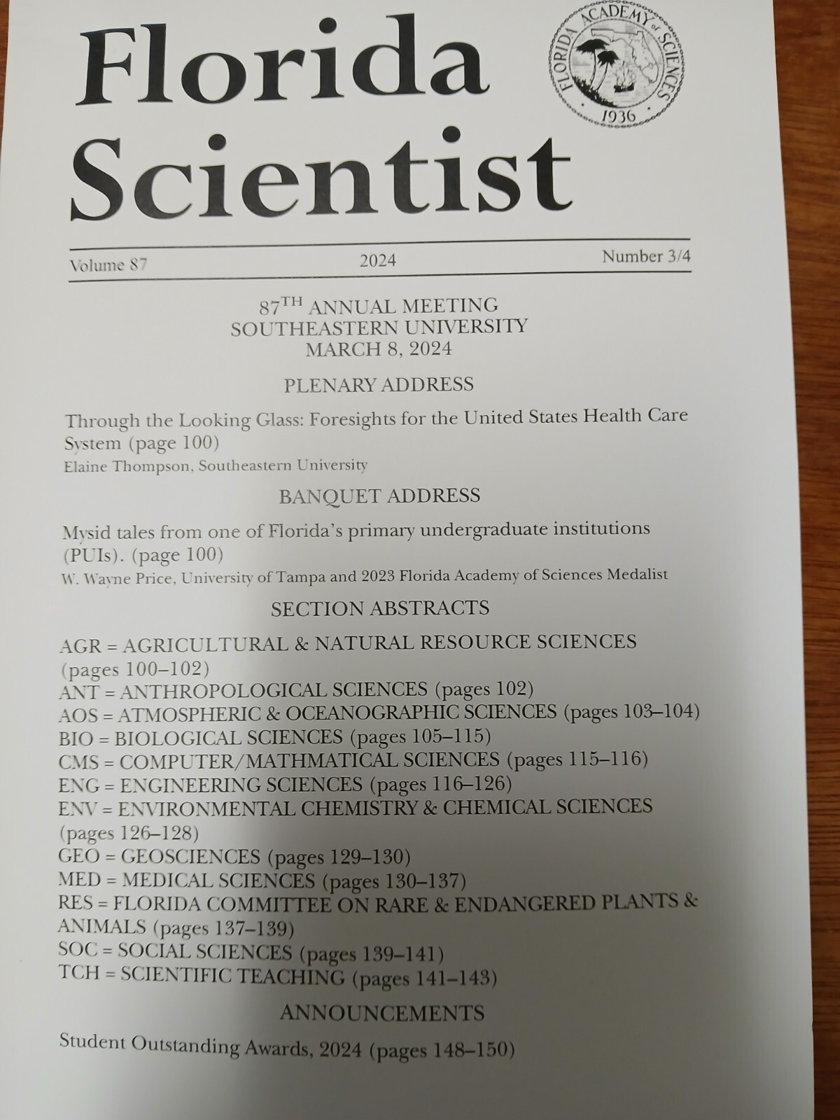 Florida Scientist – August 2024