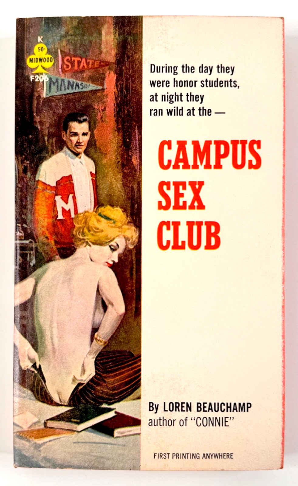 Midwood F206 CAMPUS SEX CLUB Beauchamp / Silverberg, 1962 PBO Bob MAGUIRE cover!