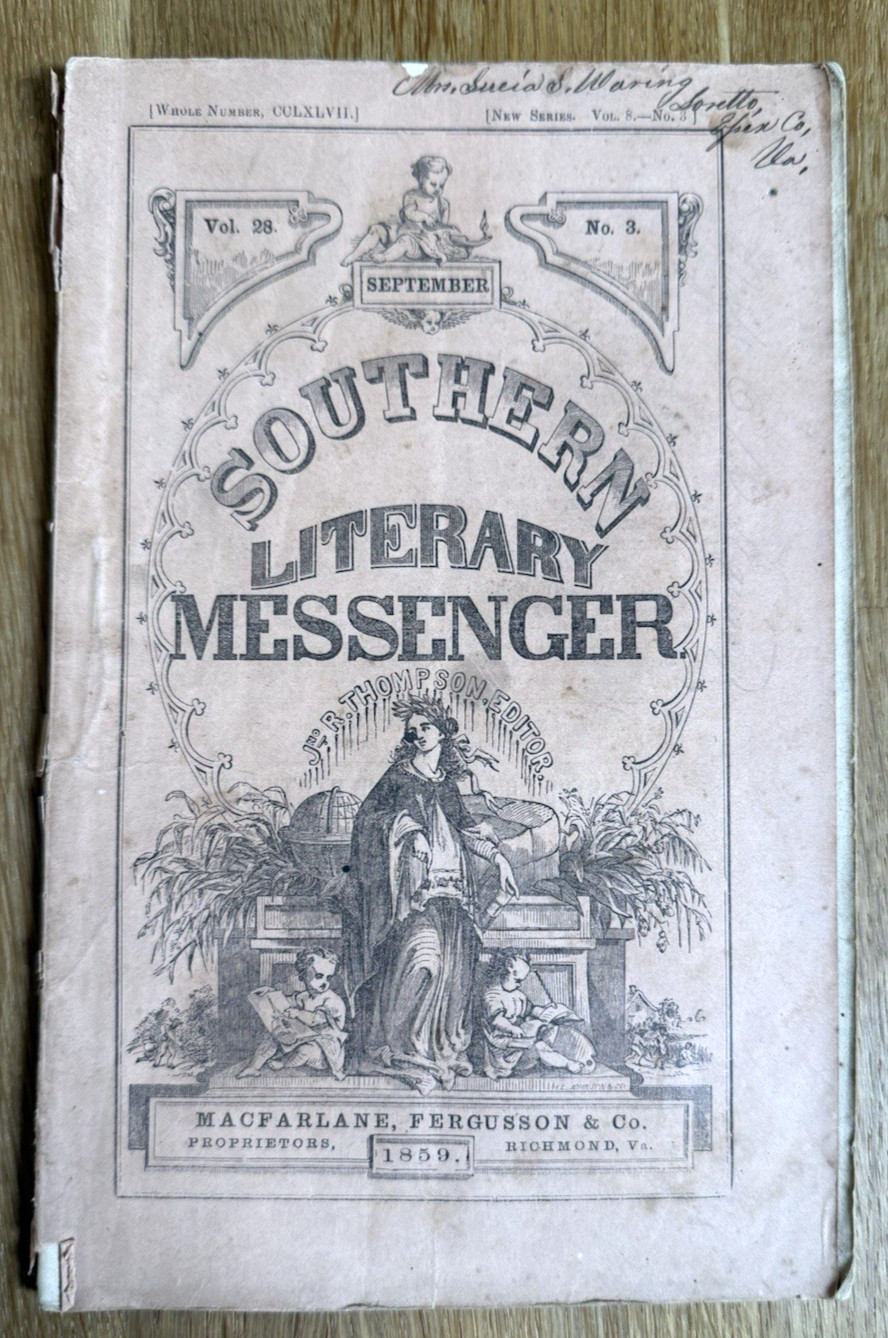 1859/60 Lot of 4 Southern Literary Messengers Richmond VA Poems Fiction History