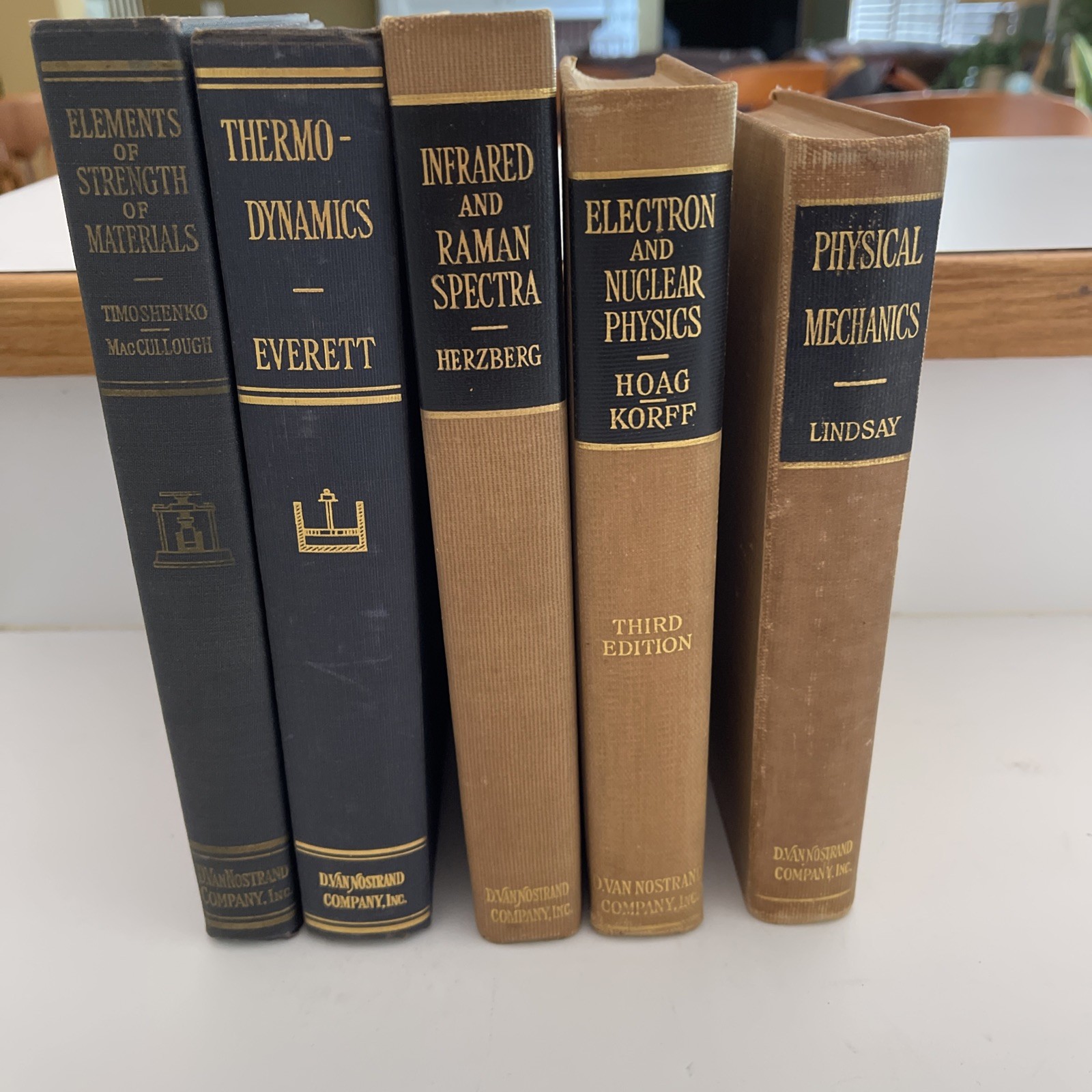 D. Van Nostrand Co. HB Lot Of 5 (Timoshenko, Everett, Herzberg, Hoaf & Lindsay)