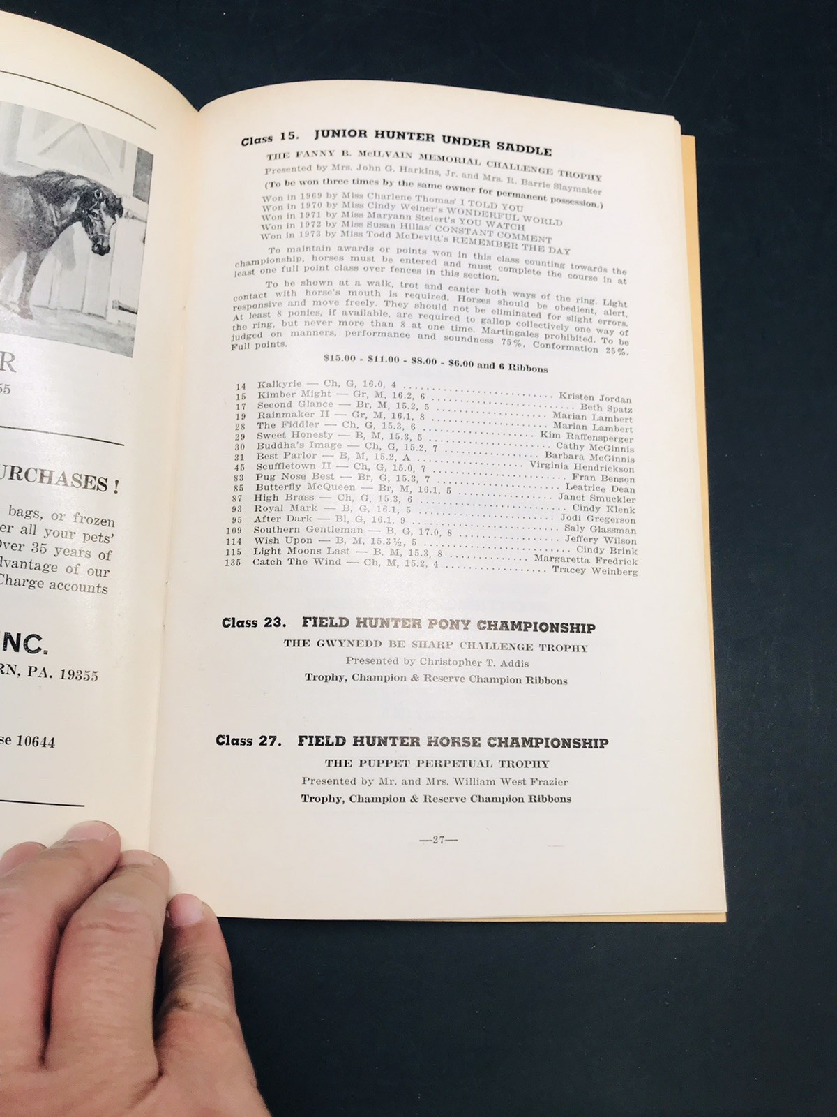 1953 Pony Show Catalog Program Horses Chester County Hospital Malvern PA 6×9