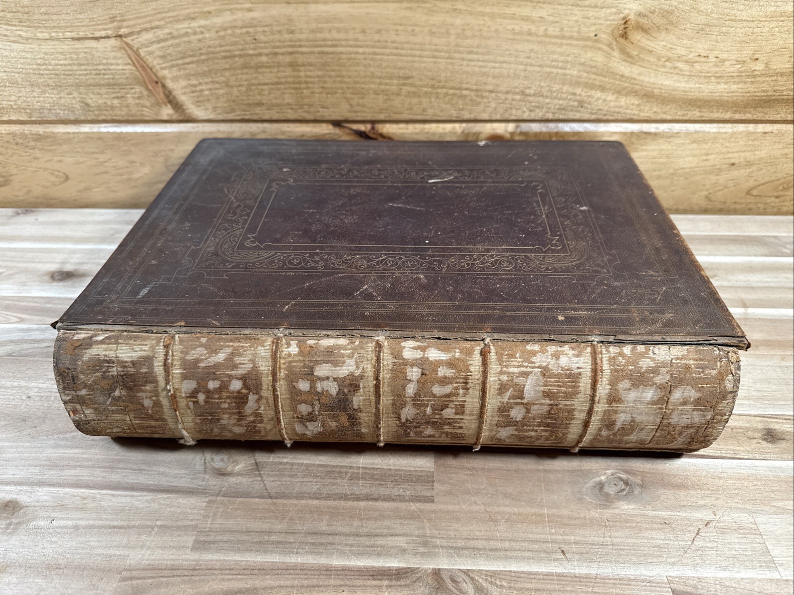 1856 HOLY BIBLE massive AMERICAN BIBLE SOCIETY leather IMPERIAL QUARTO rare OLD