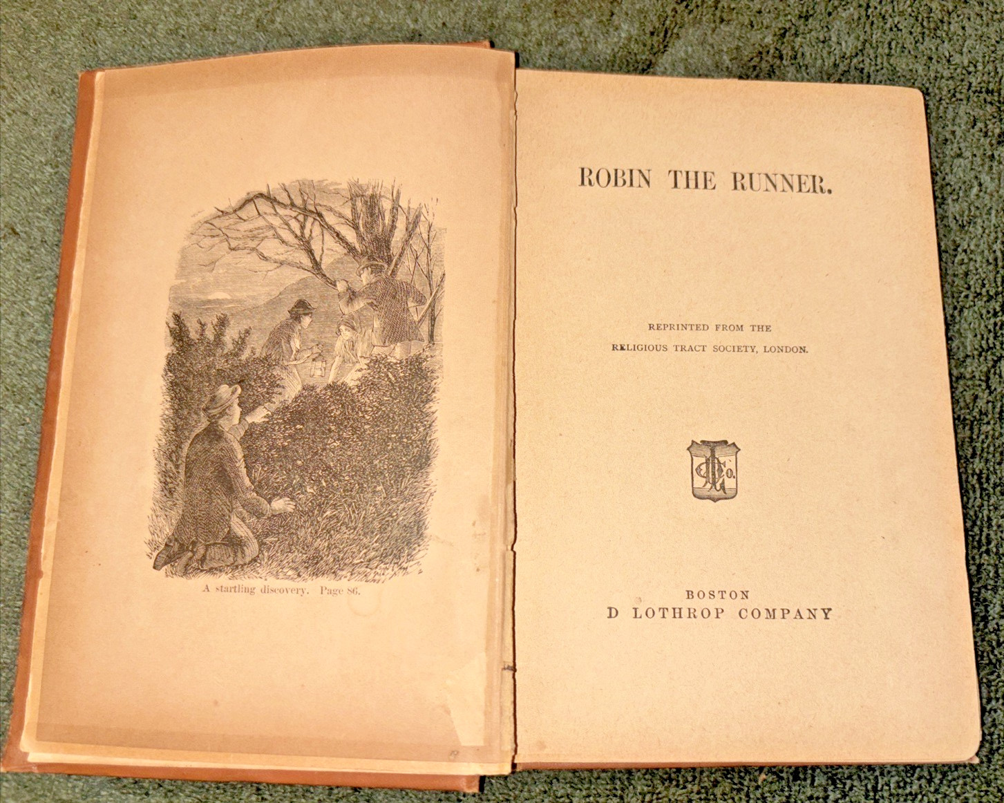 Antique 1892 Book: Robin the Runner (reprinted from the Religious Tract Society)