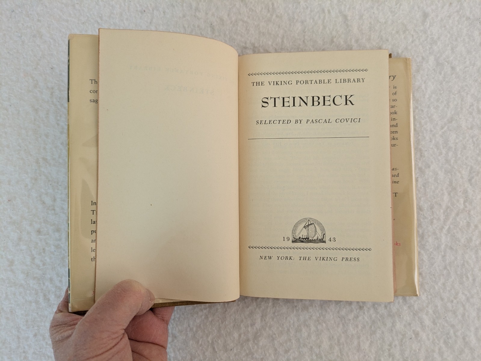 THE VIKING PORTABLE STEINBECK Selected by Pascal Covici Viking Press 1943