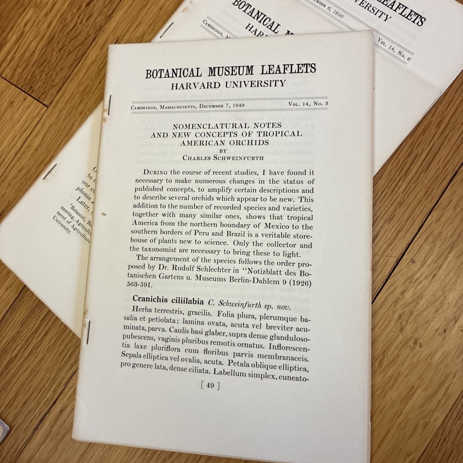 Botanical Museum Leaflets ~ Harvard University • Richard Evans Schultes 1949-59