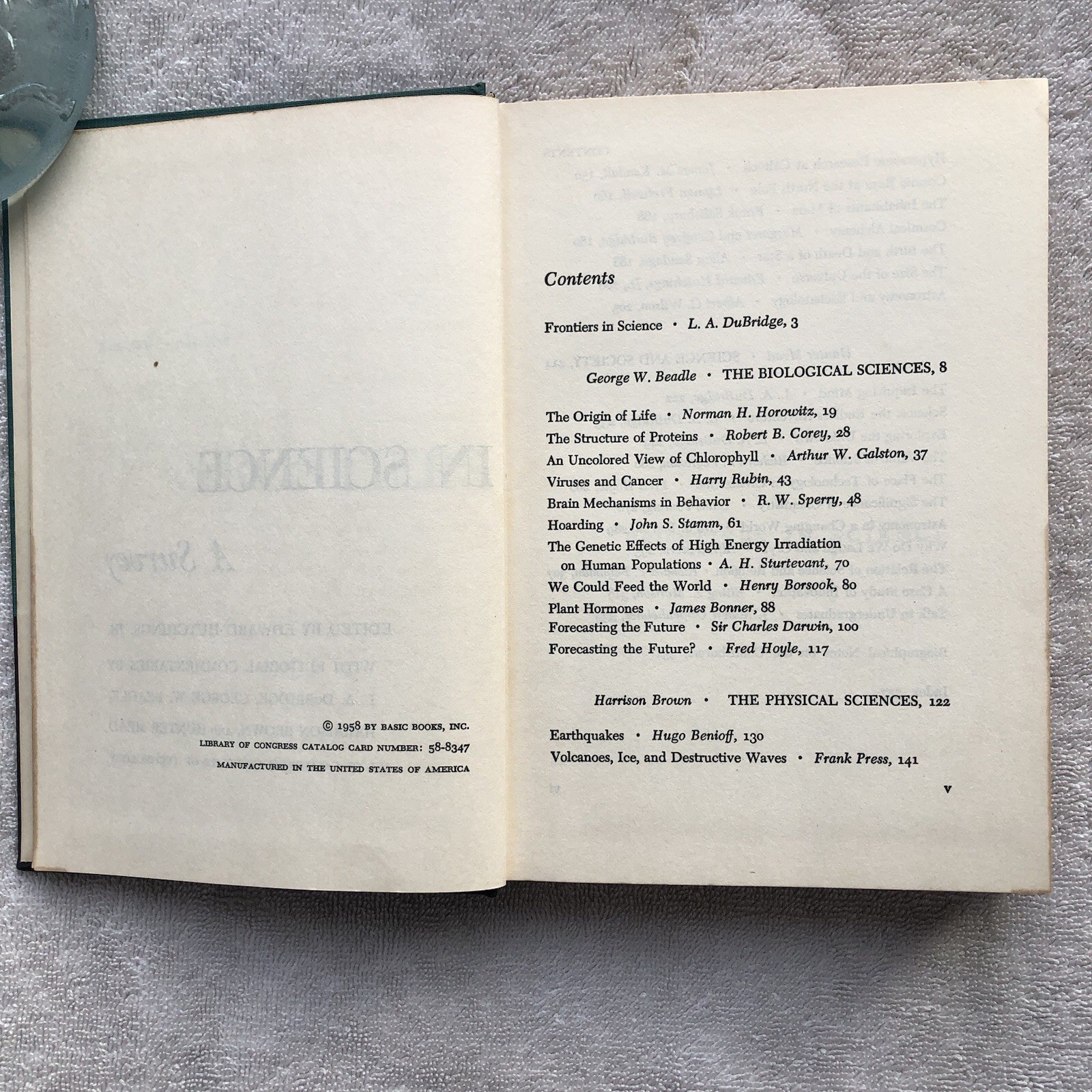 Frontiers in science A Survey 1st Edition Basic Books – California Inst. of Tech