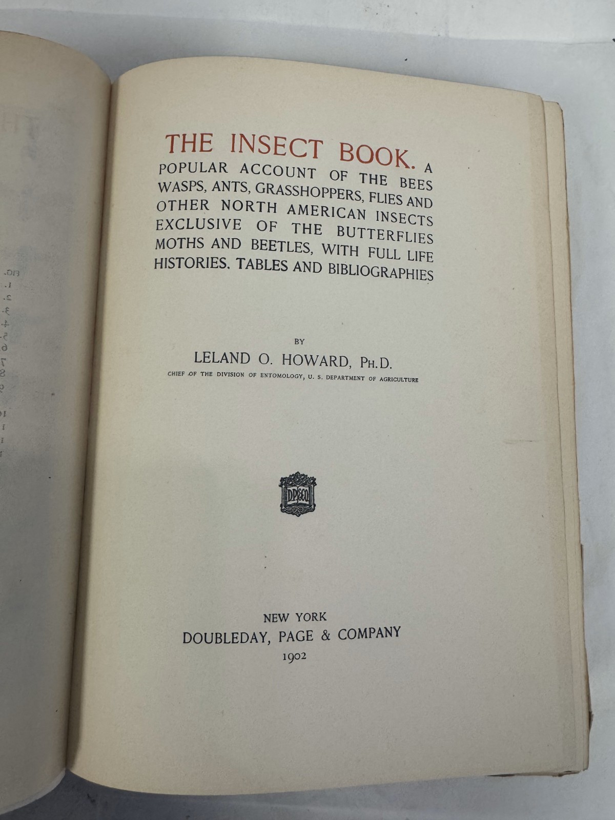 The Insect Book Leland O Howard 1902 Plates Doubleday Rare Tan Fabric Cover VG+