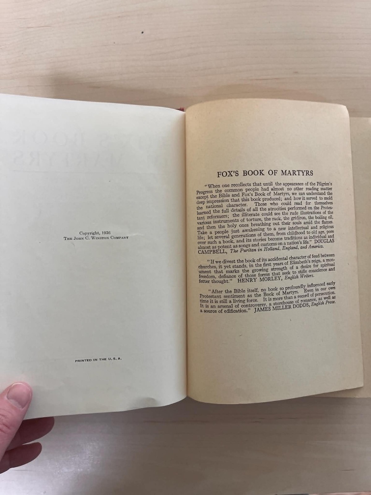 Fox’s Book of Martyrs Edited by WM. Byron Forbush 1926