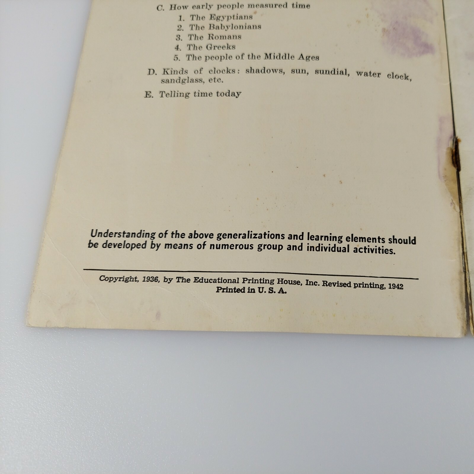 Time, Ethel K. Howard, Unit Study Book 407, 1942 Educational Book