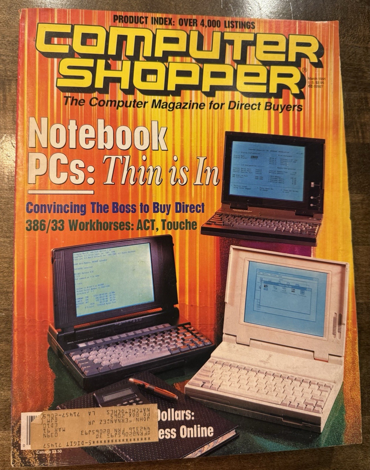 Computer Shopper Magazine MARCH 1991 PCs PostScript Online ACT Touche Notebook