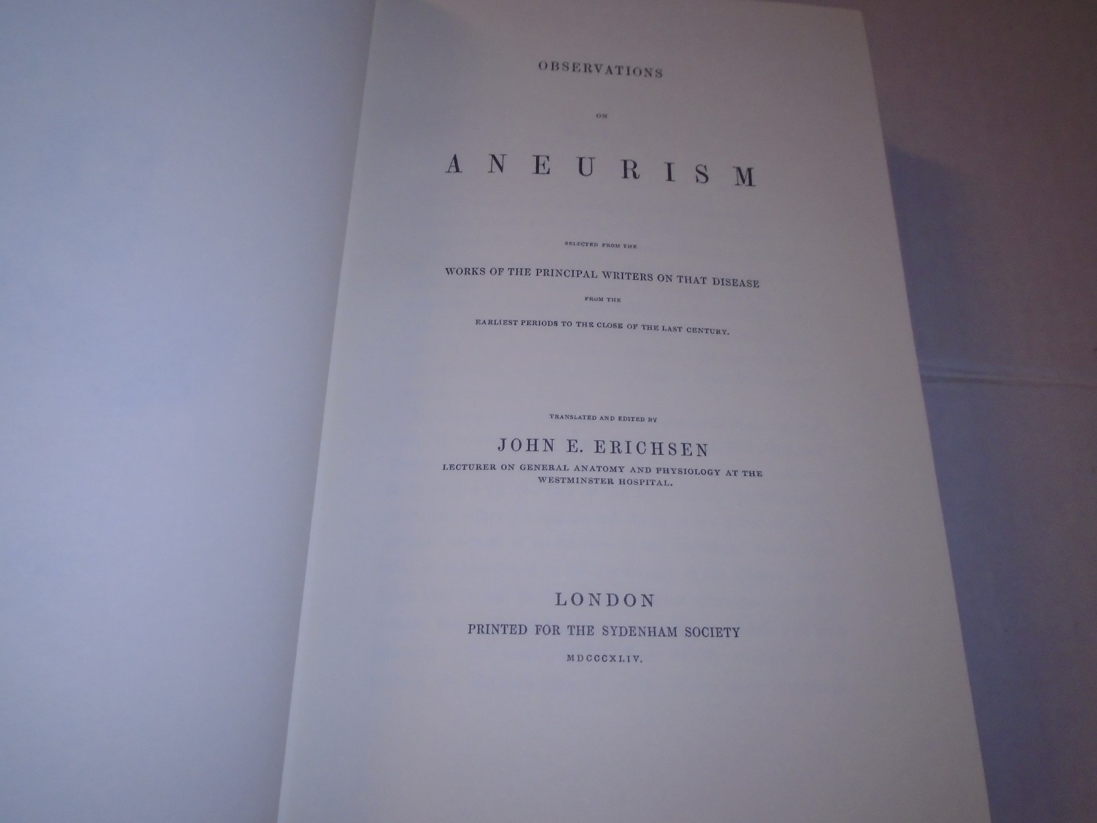 1993 – OBSERVATIONS ON ANEURISM, Luxations, Surgery Library, Limited Edition