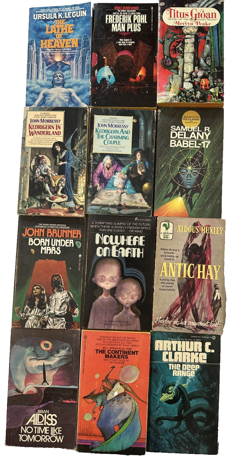 15 lot VTG random PB sci-fi science fiction Lathe of Heaven Babel-17 Antic Hay