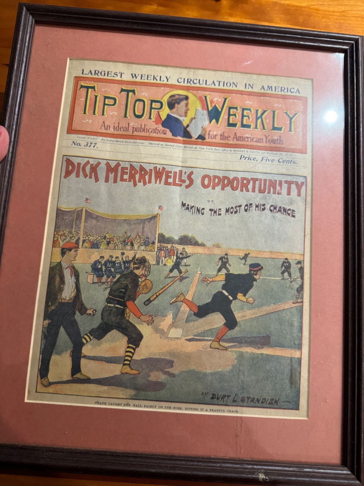 COOL! Framed Tip Top Weekly Dick Merriwell’s Opportunity No 377 July 4, 1903