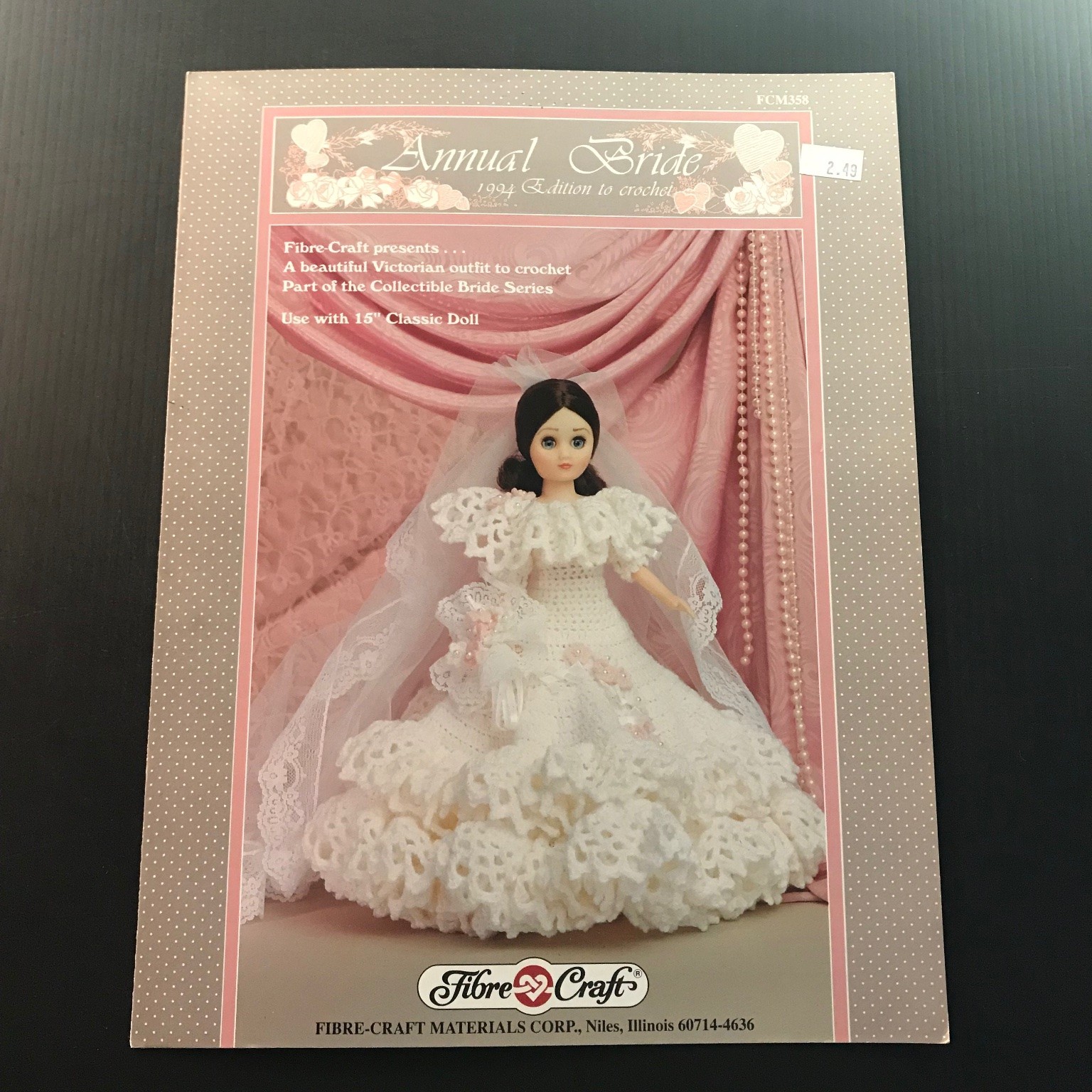 Annual Bride Crochet Doll Pattern 1994 Victorian Outfit Fibre-Craft FCM358