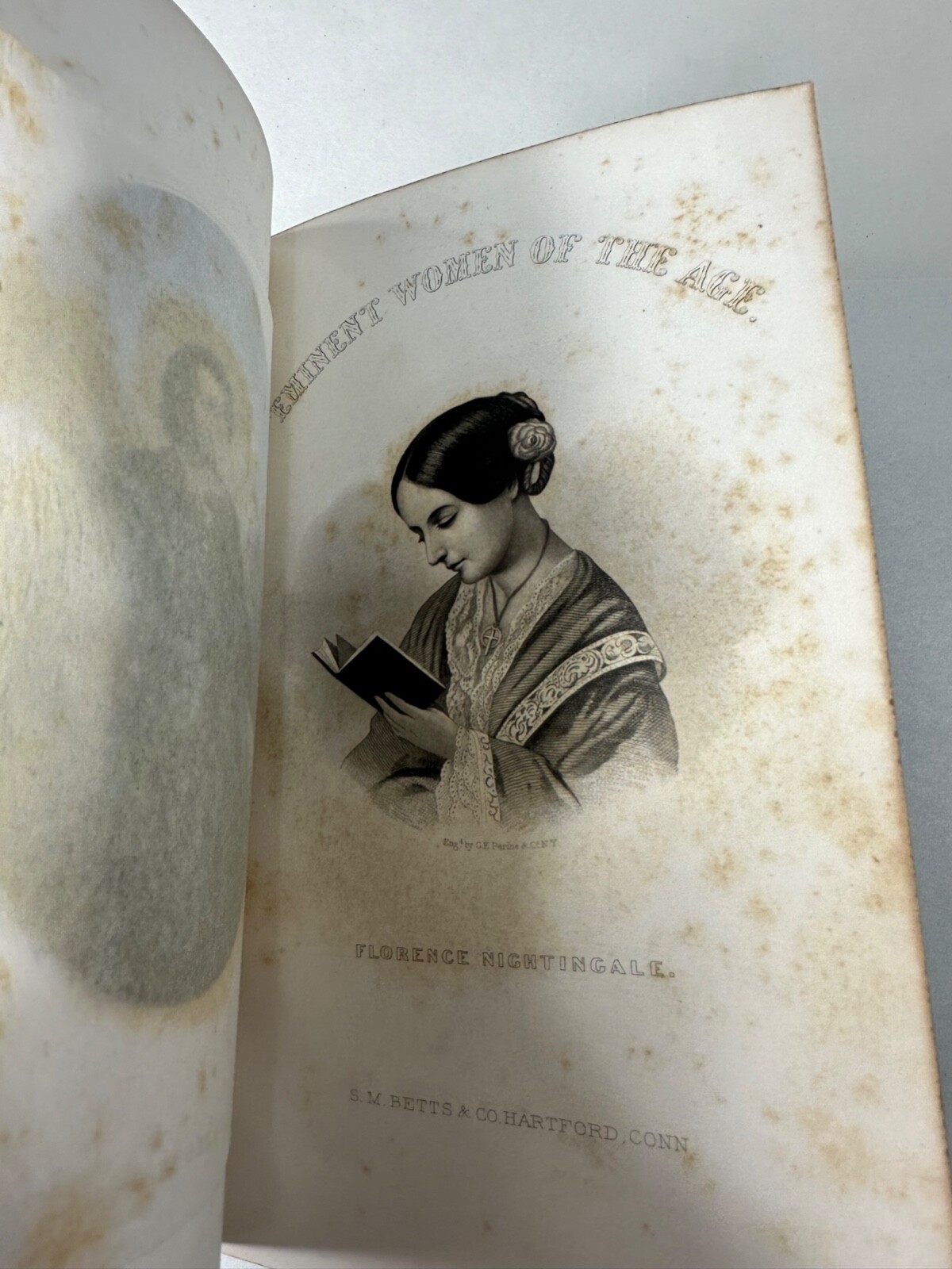 VTG Eminent Women of the Age 1868 Antique First Edition Book Illustrated Leather