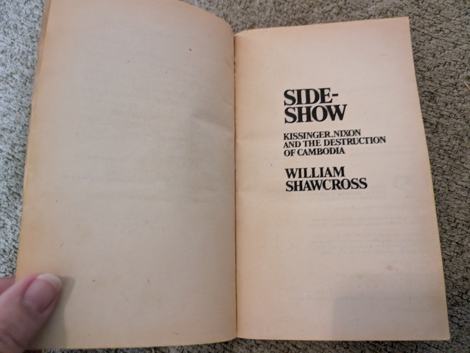 SIDESHOW: By William Shawcross VINTAGE PAPERBACK 1979 Investigation Nixon Etc