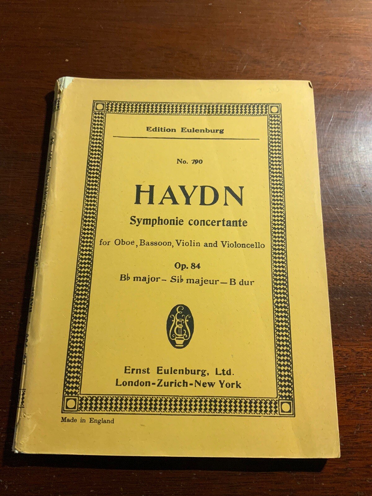 Haydn Symphonie Concertante B-Flat Major Ernst Eulenburg Orchestra Score No 790