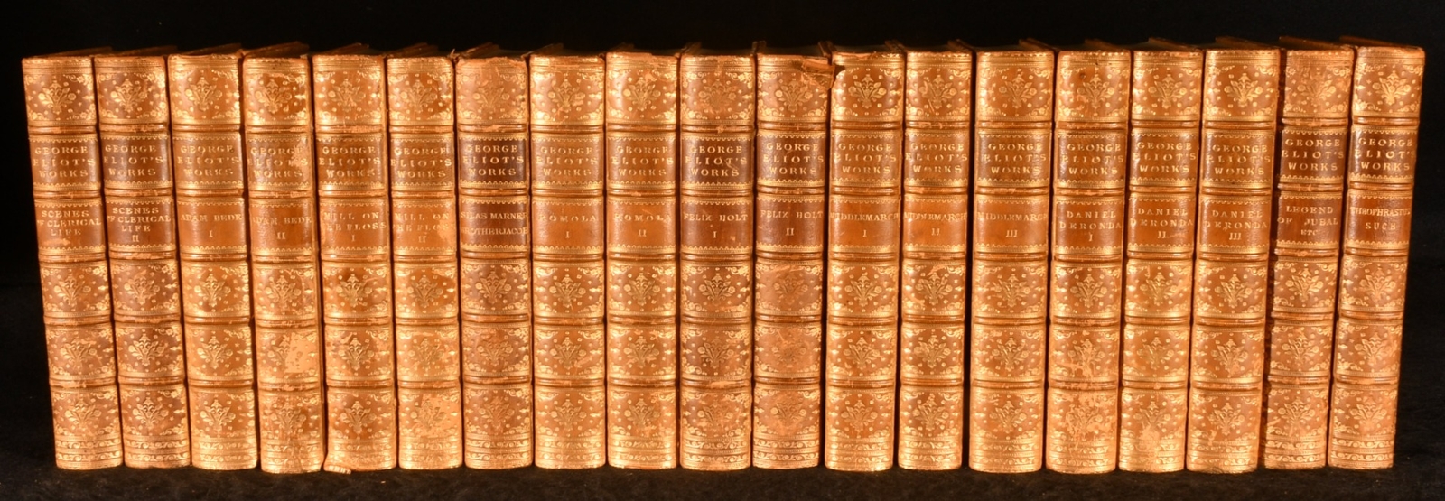 1878 19vol The Works of George Eliot Cabinet Edition Tree Calf Riviere Binding