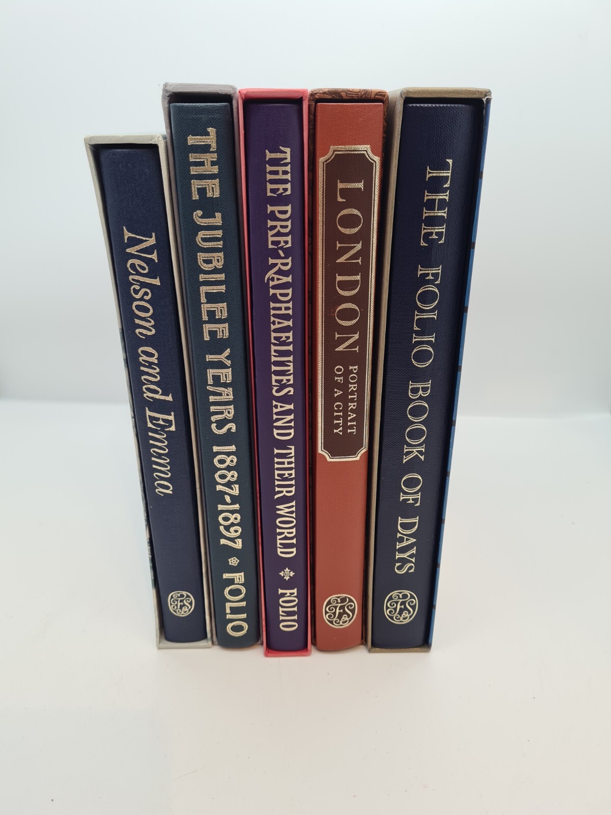 5 x The Folio Society Hardback Books with Slipcases – Nelson, London, Jubilee