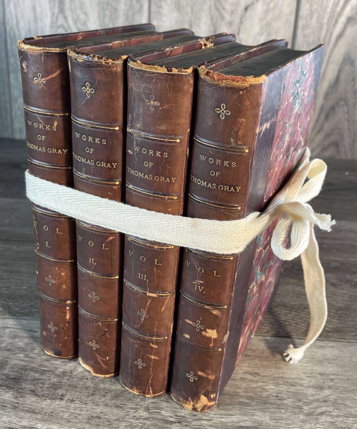 Rare The Works of Thomas Gray Full Set Lot Of 4 1885 Edmund Gosse Leather
