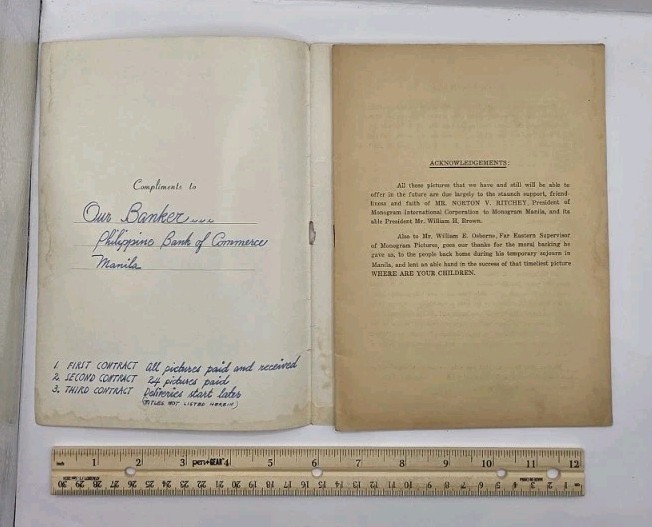 1946 Philippines Monogram’s Film Exchange Inc., 15th Anniversary.Used.