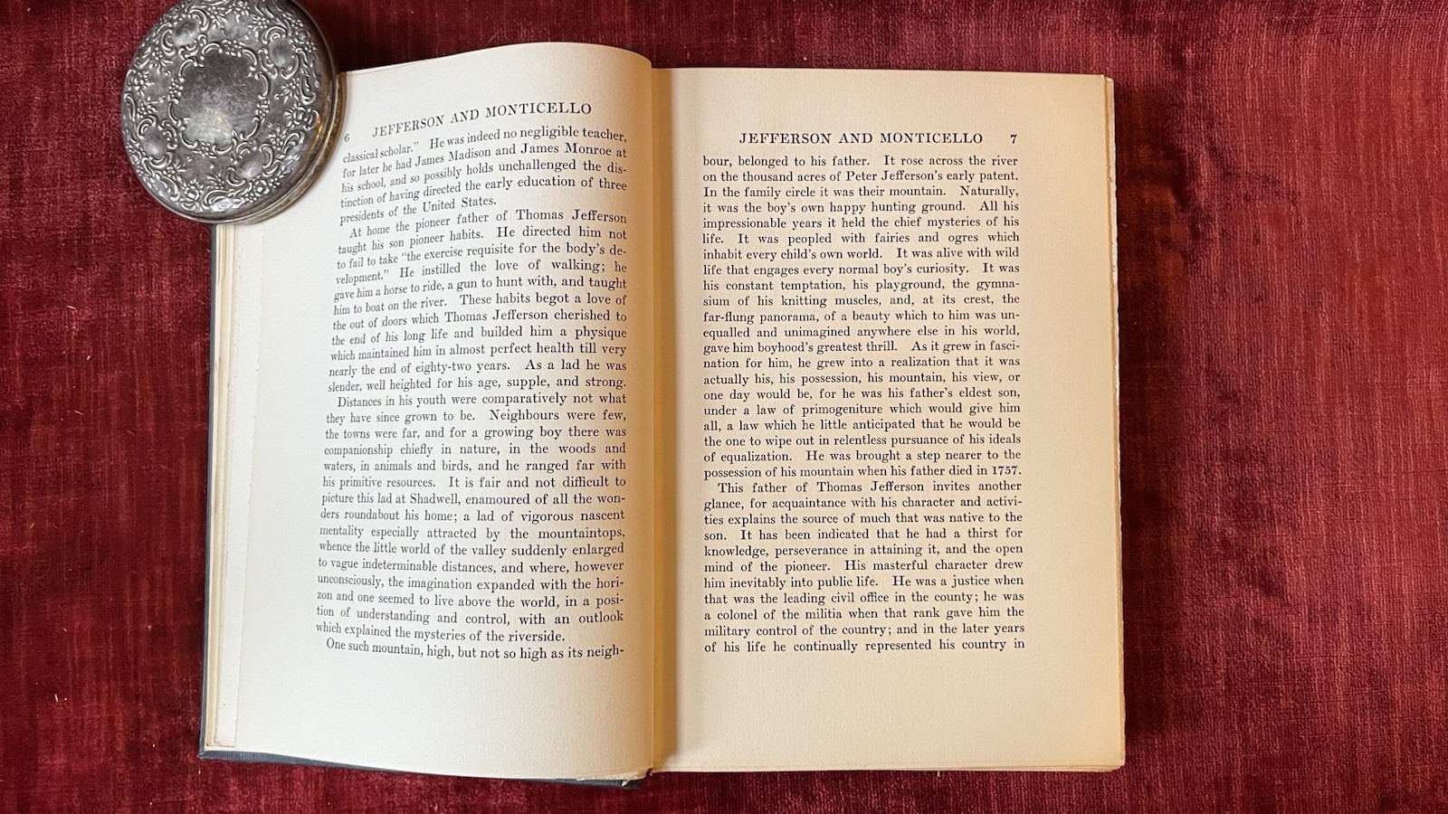 Vintage 1925 Antique Book Jefferson and Monticello Signed Wilstach Illustrated