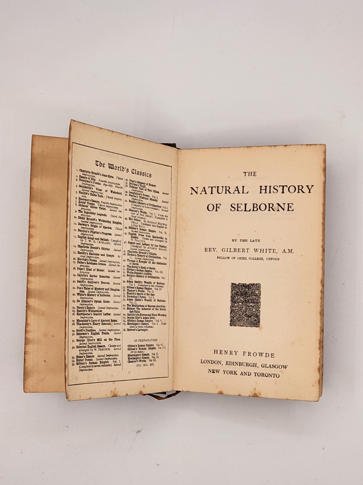 The Natural History of Selborne 1904 Rev Gilbert White Green HC Antique Book