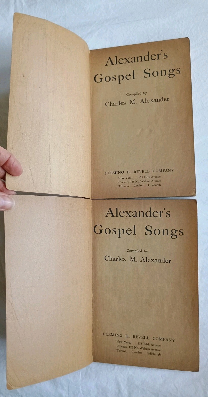 2 Antique 1908 Alexander’s Gospel Songs Hymnbooks Charles M. Alexander Hymnal