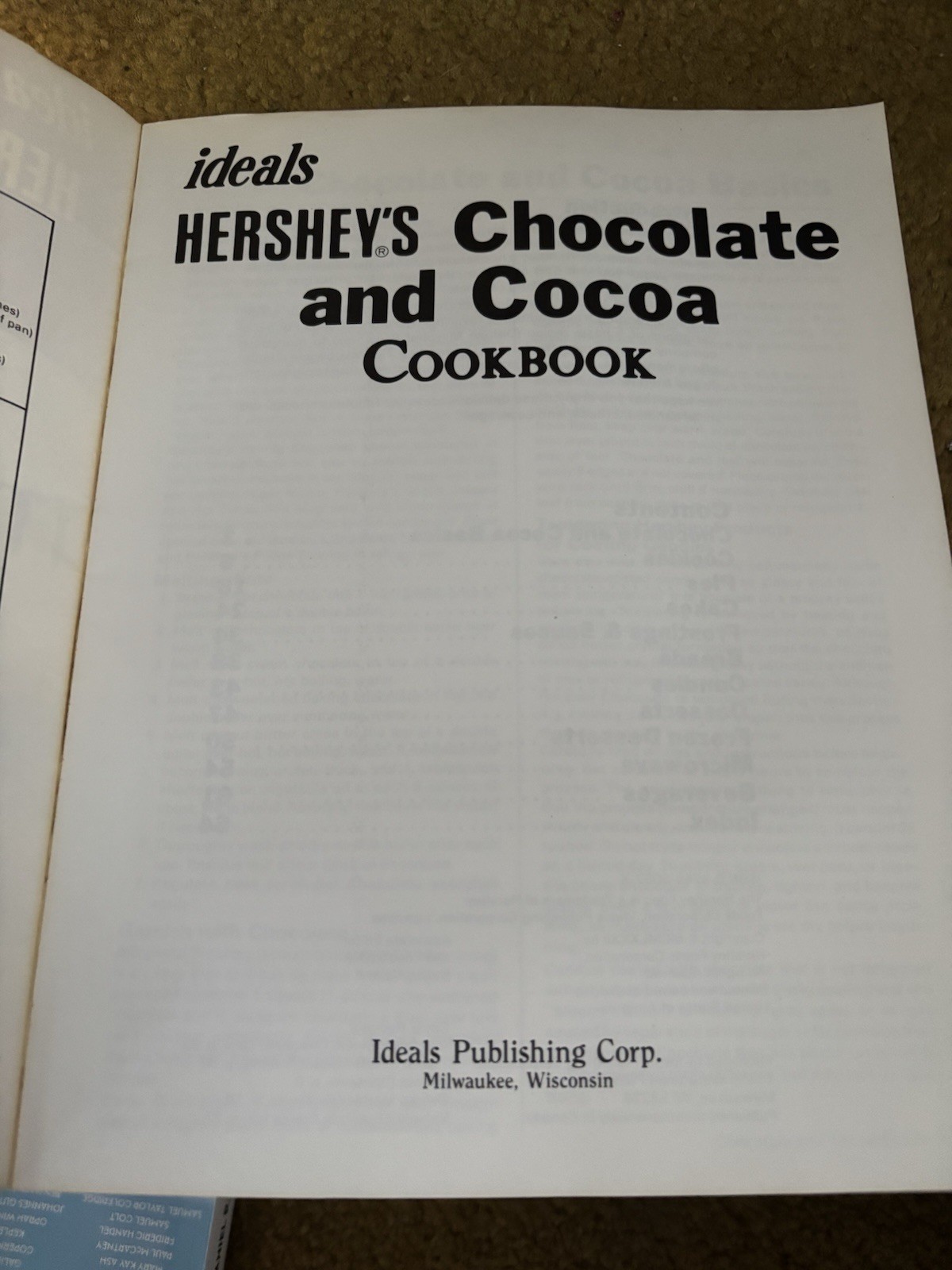 Vintage Ideals Hersheys Chocolate & Cocoa Softcover Cookbook 1983