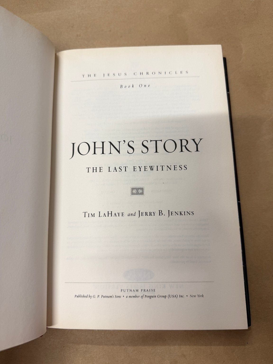 John’s Story The Last Eyewitness Tim LaHaye Jerry B. Jenkins 2006 Jesus