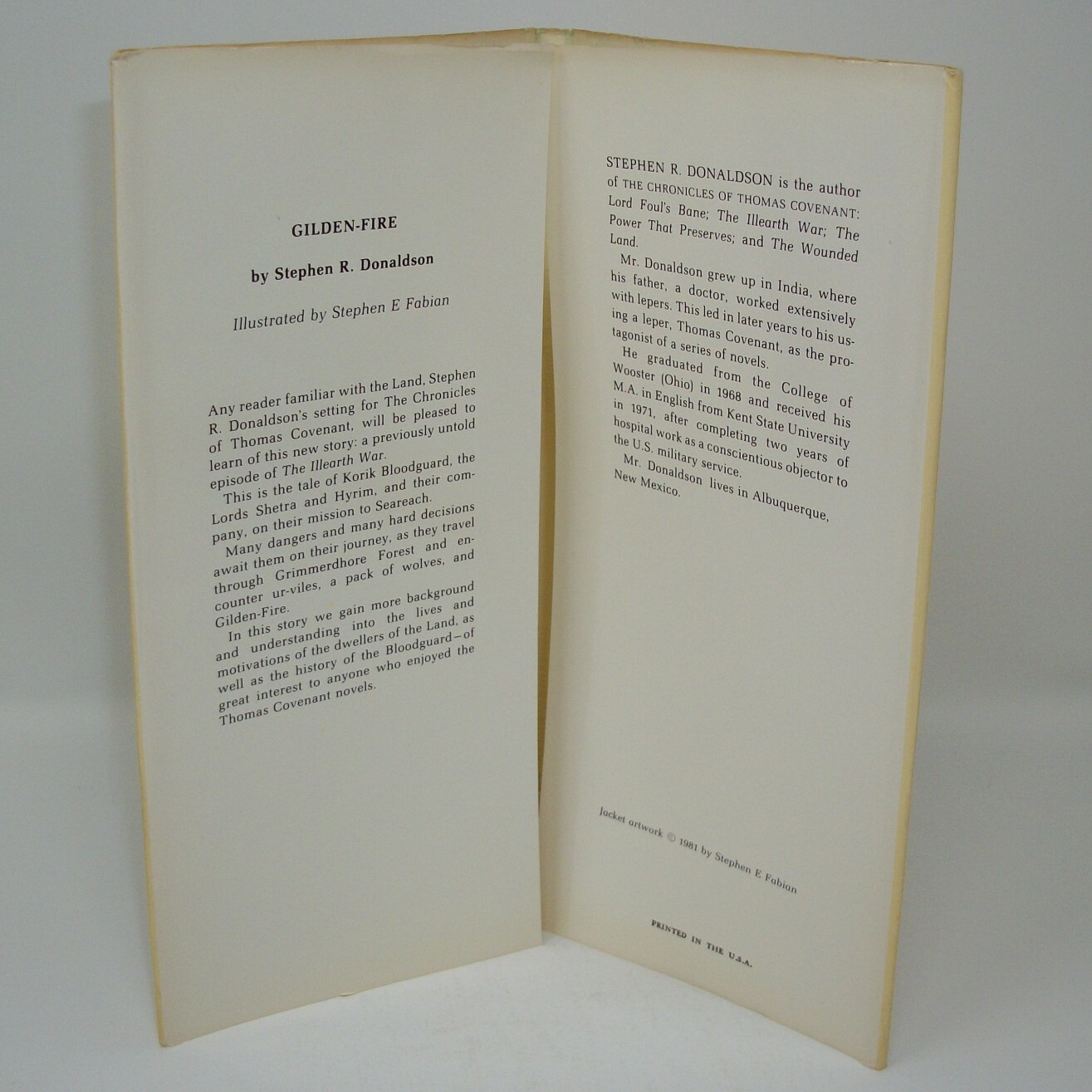 Gilden-Fire by Stephen R. Donaldson Illustrated by Stephen E. Fabian HC DJ 1981