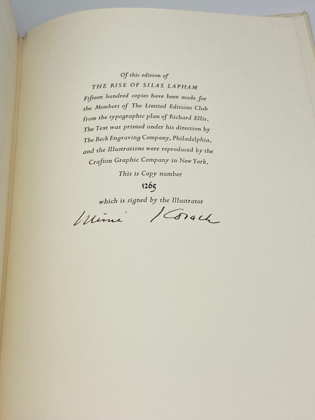 1961?SIGNED Limited Editions Club RISE OF SILAS LAPHAM Collectors RAGS 2 RICHES