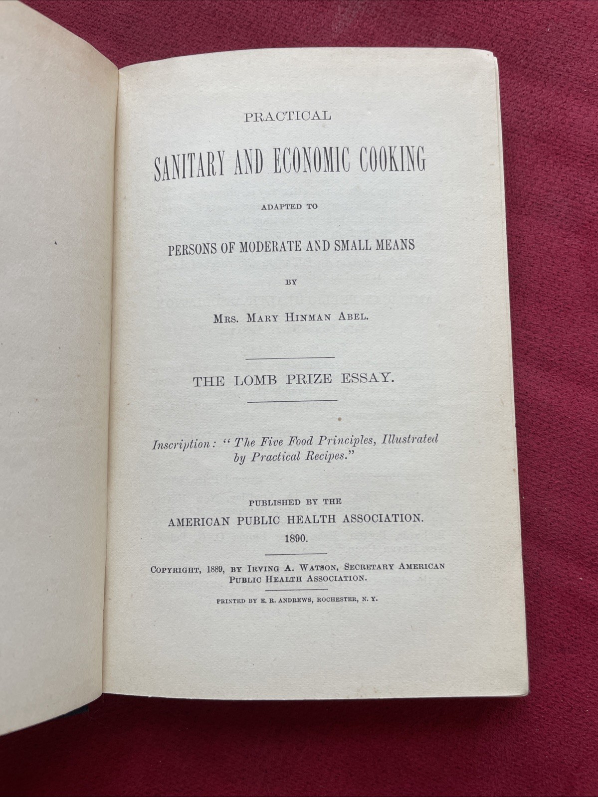 Practical Sanitary and Economic Cooking ABEL 1890 1st Ed Nutrition RARE ORIG