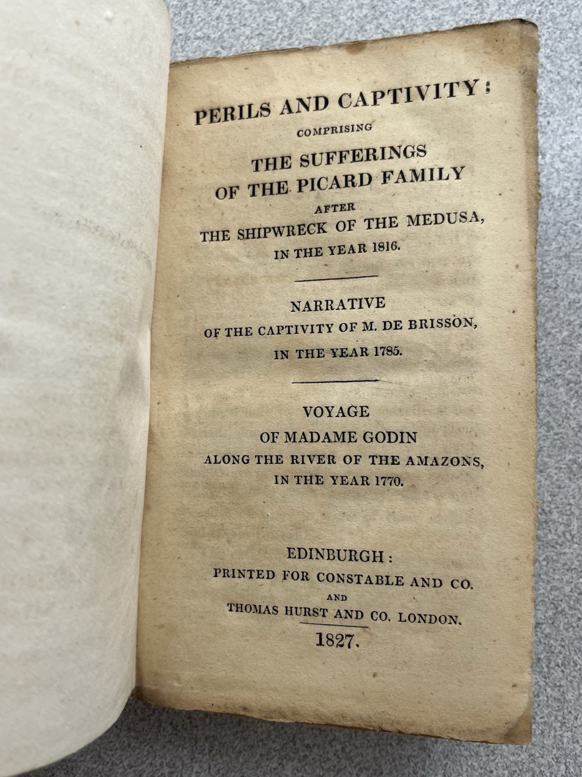 Constable’s Miscellany, Volume XI : Perils And Captivity, 1827 -Antique Ephemera