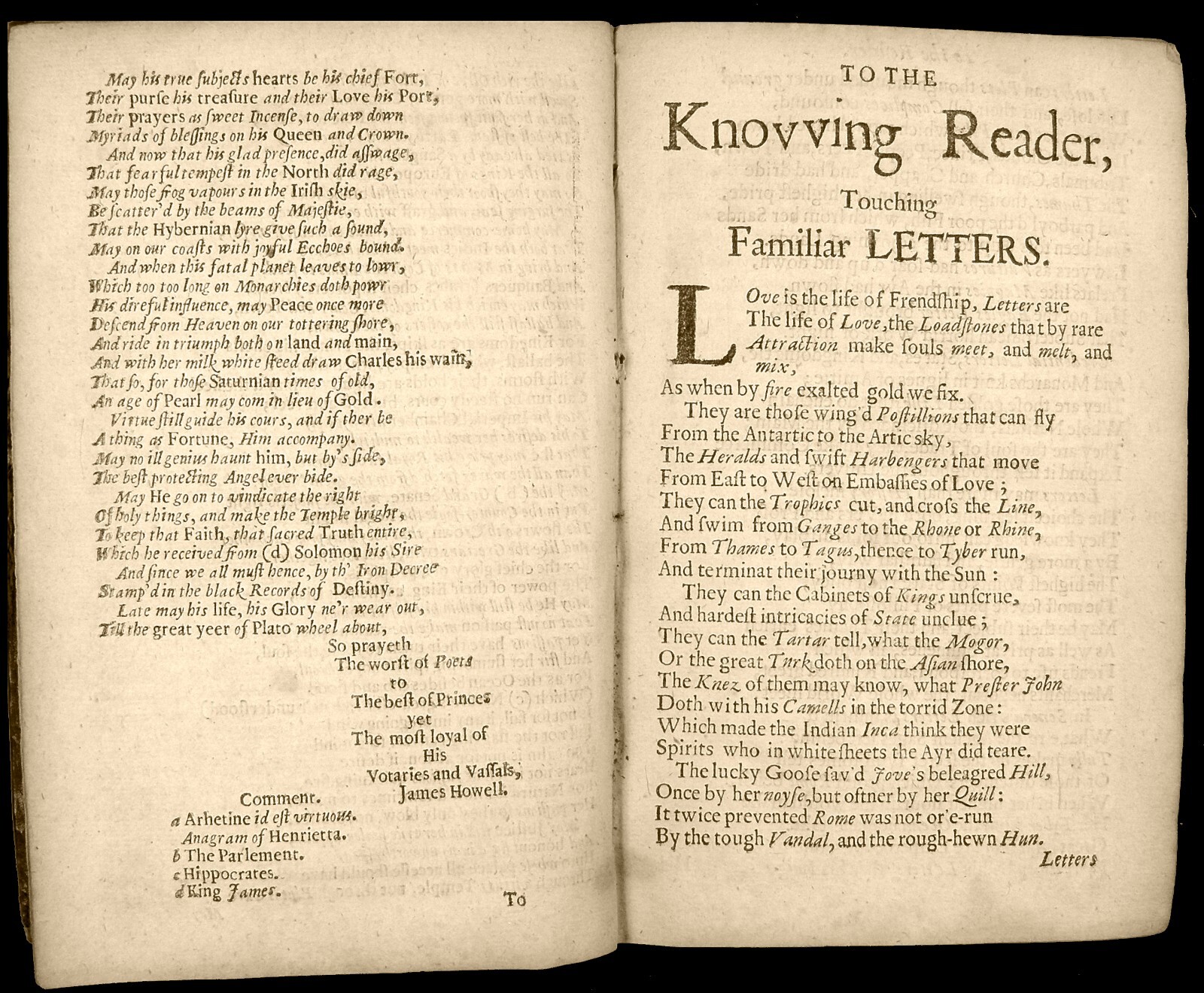 1673 HOWELL. EPISTLE LETTER KING JAMES ERL VISCOUNT KNIGHT BISHOP CAPTAIN DOCTOR
