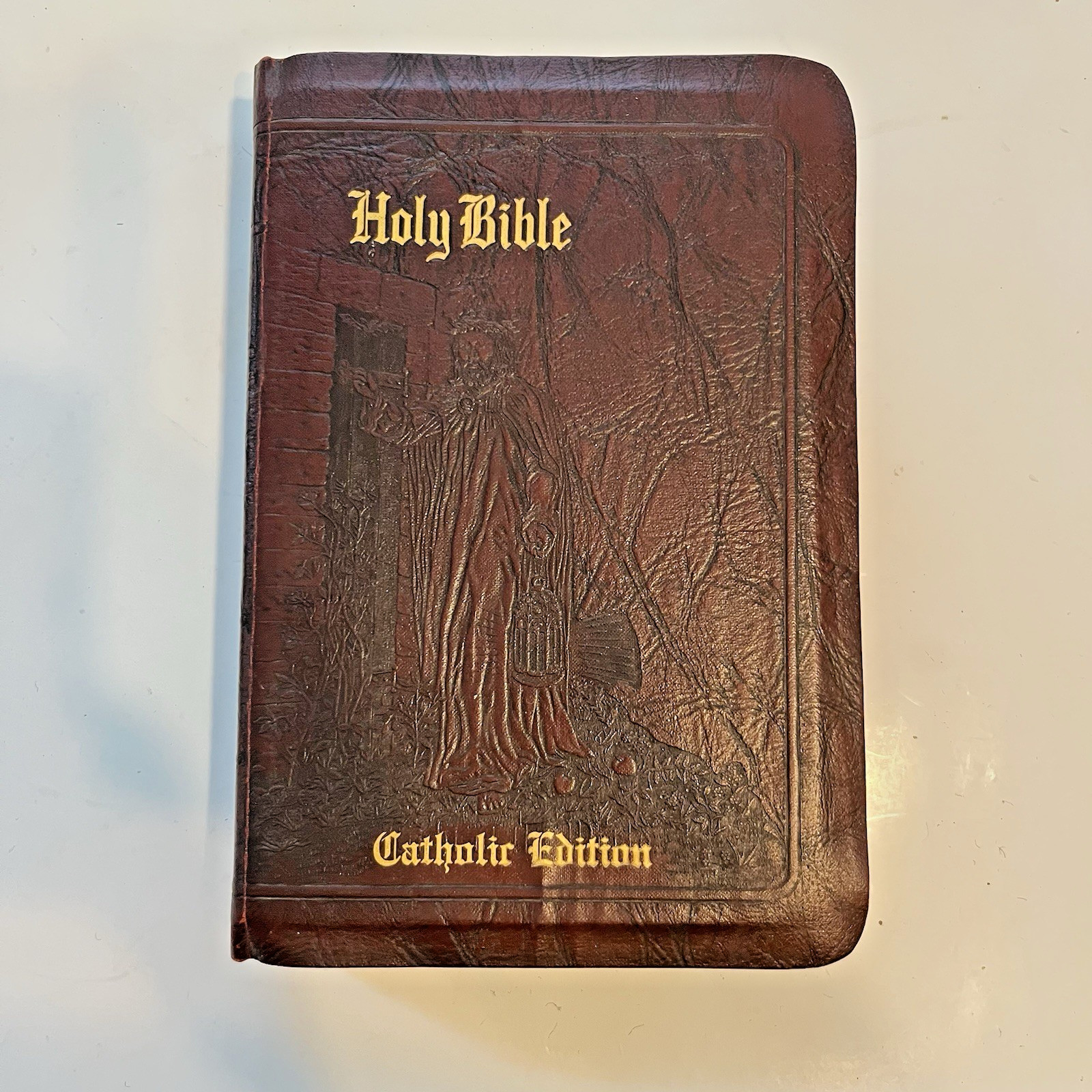 Embossed Leather Holy Bible Light of the World Edition (Catholic Edition) 1952