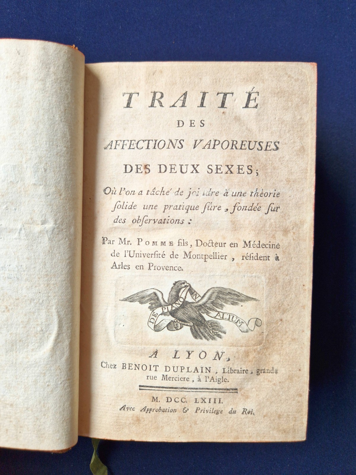 Pierre Pomme Traite Affections Vaporeuses 1763 Medical History Hysteria Leather