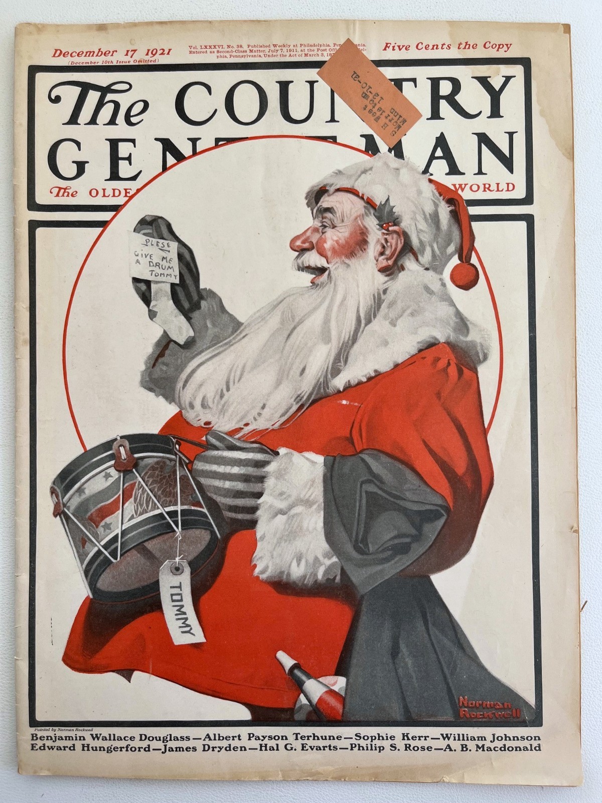 NORMAN ROCKWELL SANTA COVER- THE COUNTRY GENTLEMAN-DEC. 17, 1921 VERY RARE