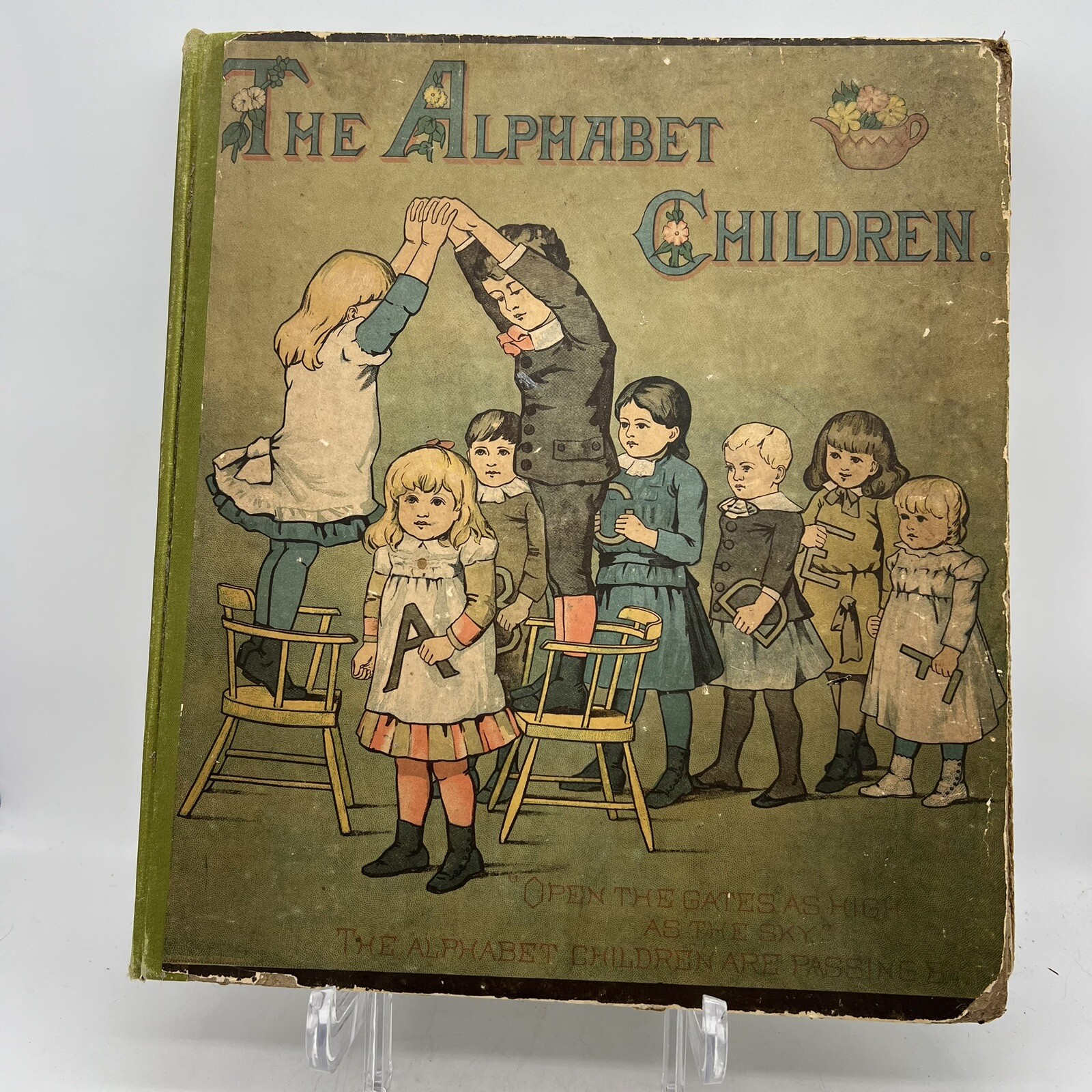 1884 Antique Large Print Book THE ALPHABET CHILDREN White Stokes Allen