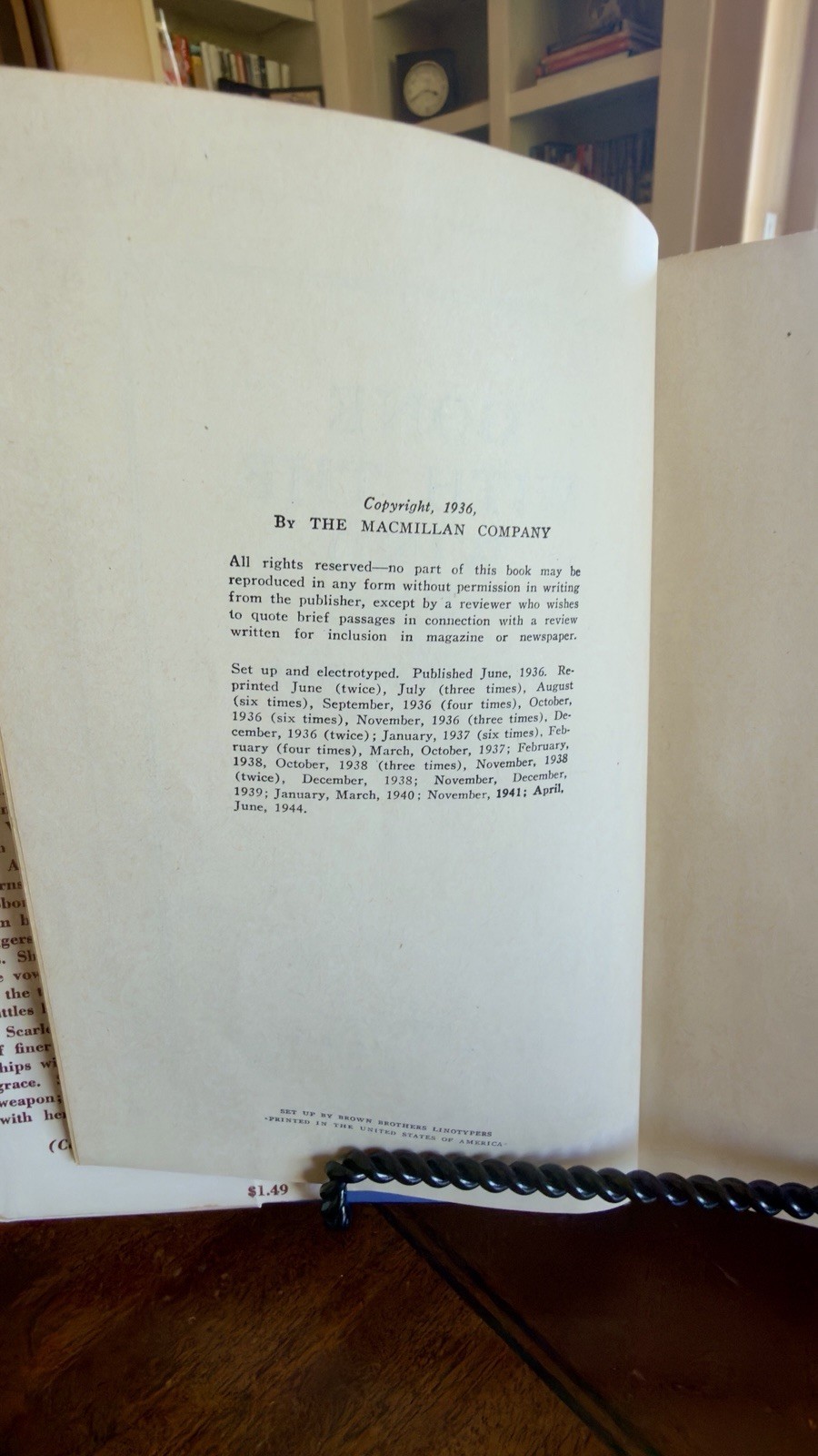 Gone With the Wind Margaret Mitchell 1944 Macmillan HC DJ June 1944 Wartime